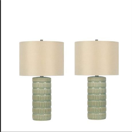 Pair of 24.5" Textured/Highlighted Edging Table Lamp, no shades