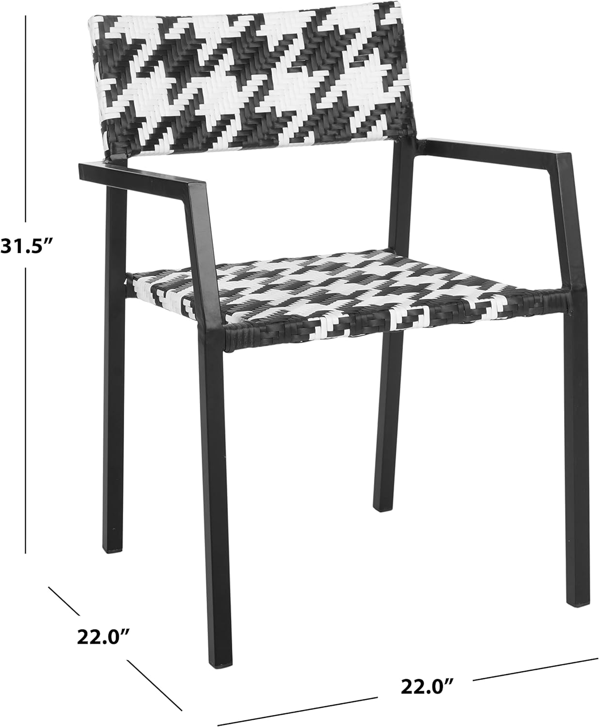 Safavieh Outdoor Collection Halden White and Black Arm Chair (Set of 2)