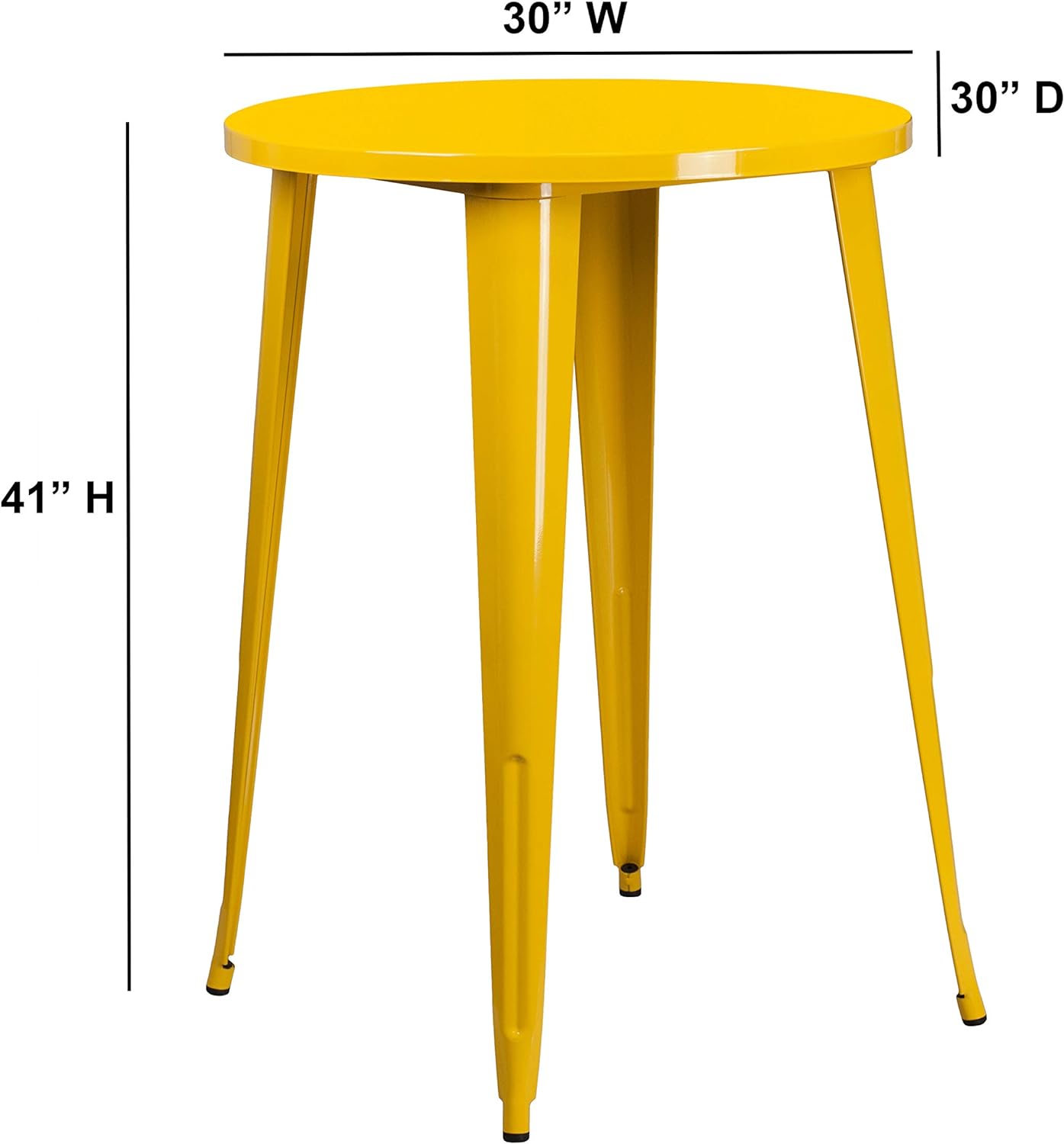 Commercial Grade 30" Round Yellow Metal Indoor-Outdoor Bar Height Table