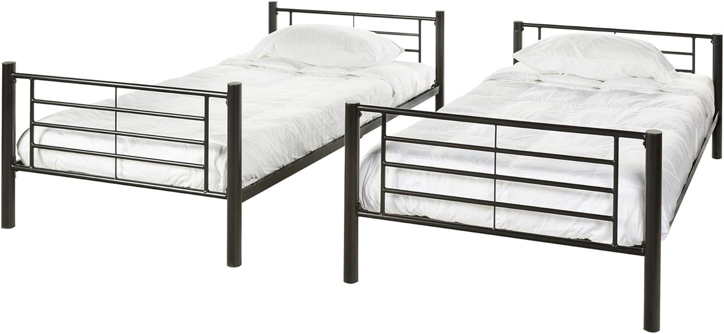 Walker Edison twin over twin metal bunk bed-SILVER