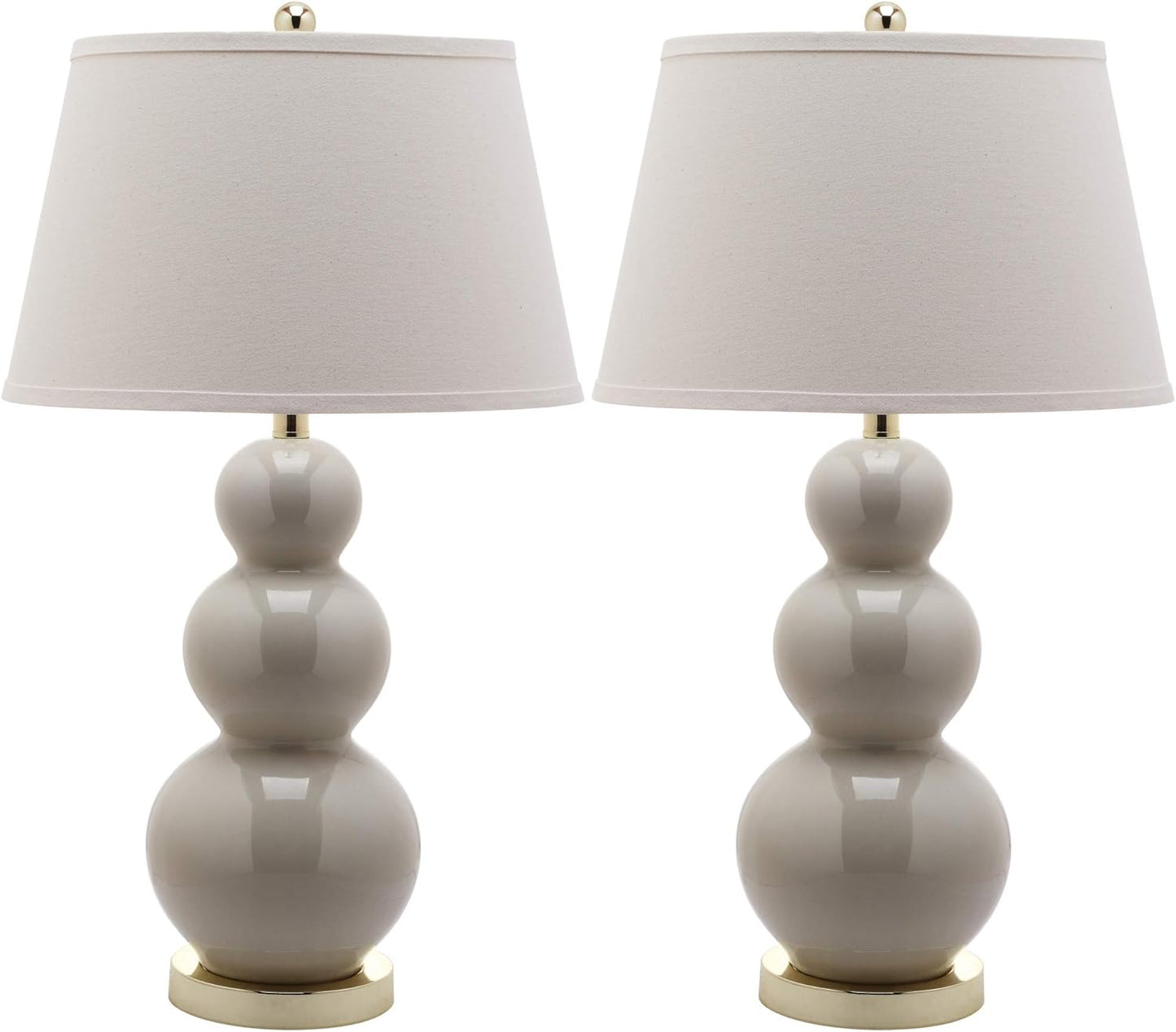 SAFAVIEH Lighting 27-inch Amy Triple Gourd Pearl White Table Lamp (Set of 2) - 16"x16"x28"