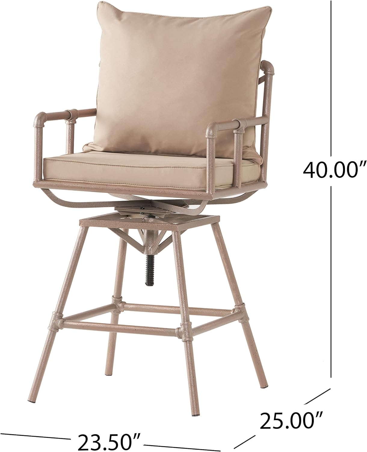 Christopher Knight Home Northrup Outdoor Pipe Adjustable Barstool, Grey And Brass