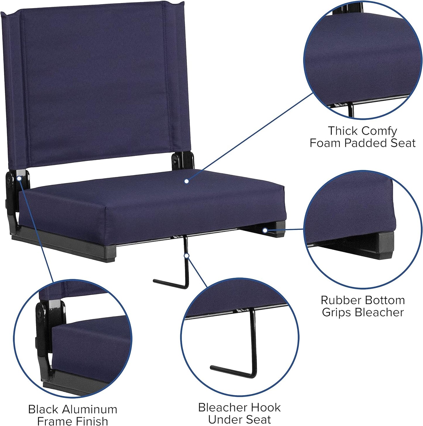 Grandstand Comfort Seats by Flash with Ultra-Padded Seat - Dark Purple, set of two
