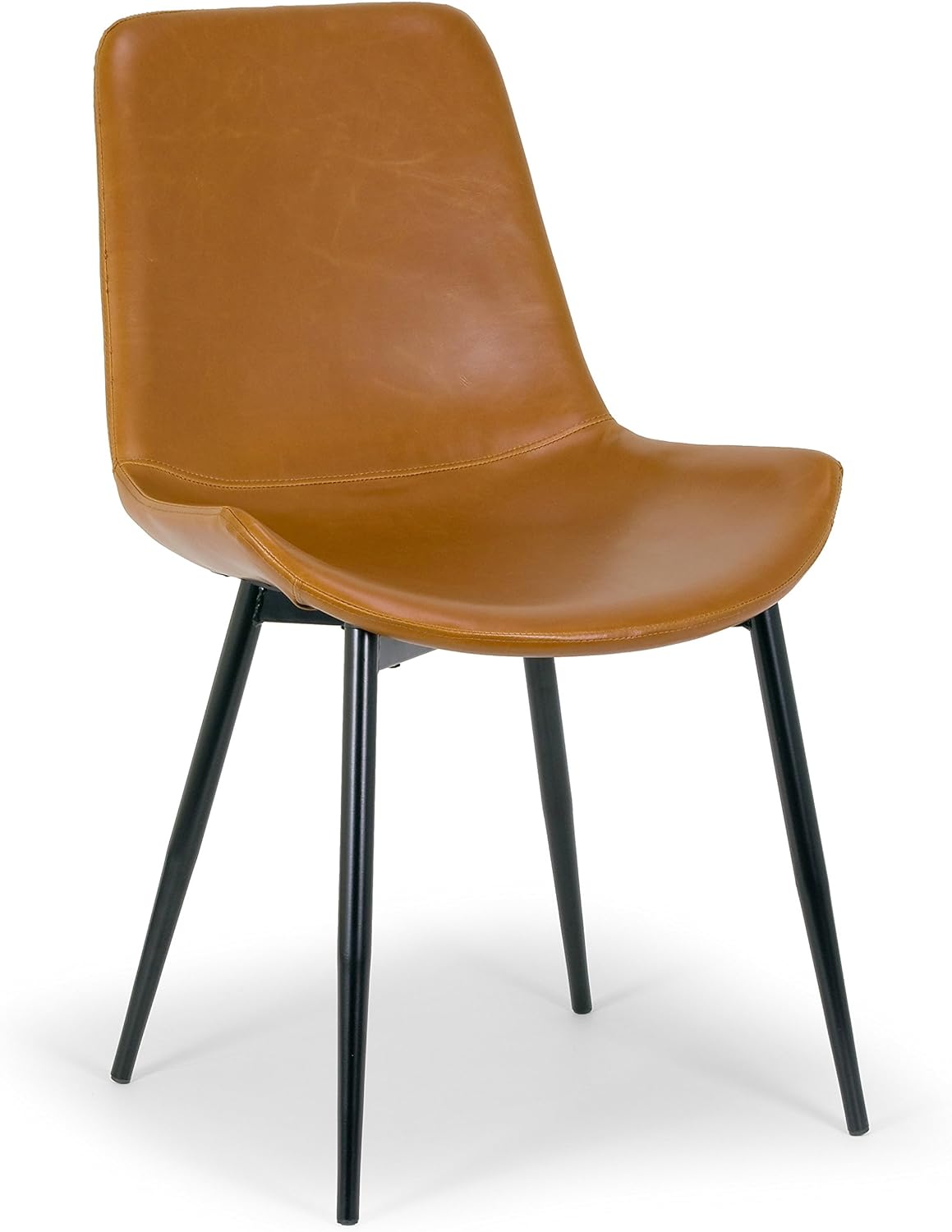 Alary Caramel Brown Faux Leather Modern Dining Chair (Set of 2)