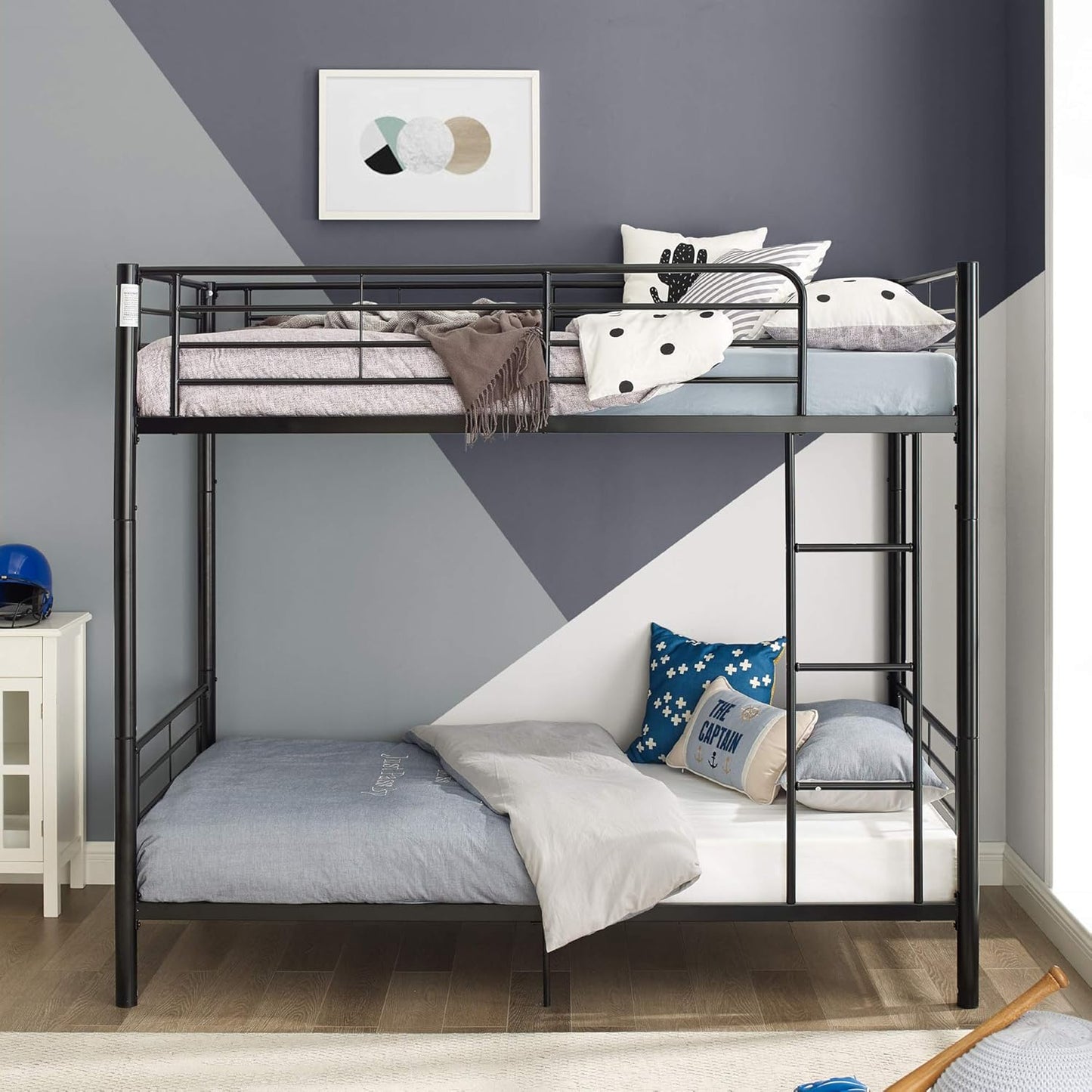 Walker Edison twin over twin metal bunk bed-SILVER