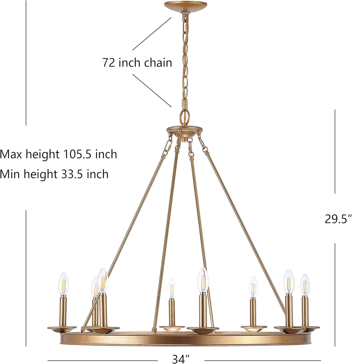 Safavieh CHA4016B Fauna Gold 8-Light (LED Bulbs Included) Chandelier