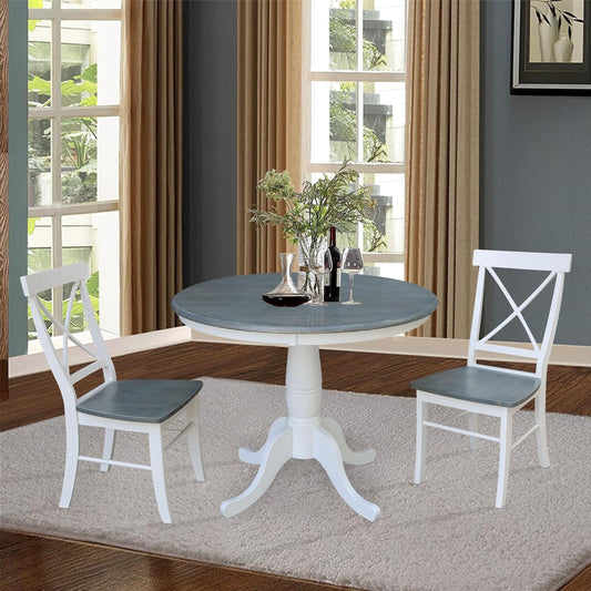 IC International Concepts Chairs Dining Table Set, White/Heather Gray