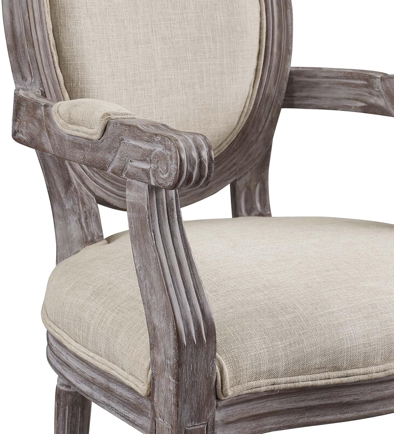Emanate Vintage French Upholstered Fabric Dining Armchair - (SET OF 2) Beige