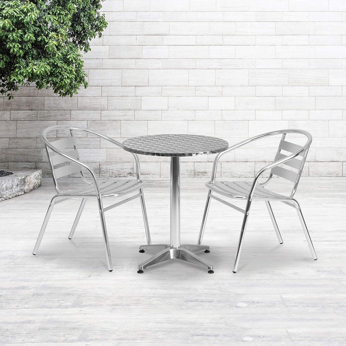 Commercial Aluminum Indoor/Outdoor Stackable Chair (Set of 2)