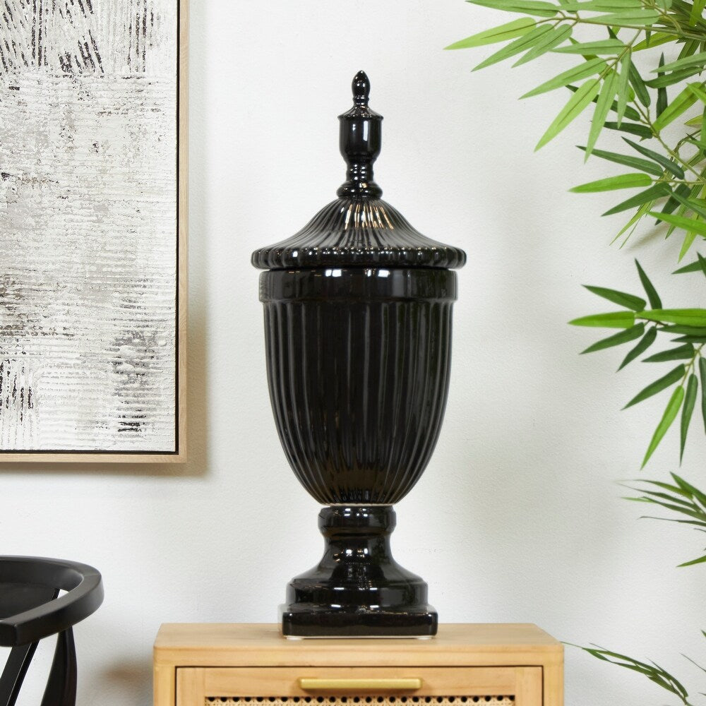 Black Ceramic Decorative Jar