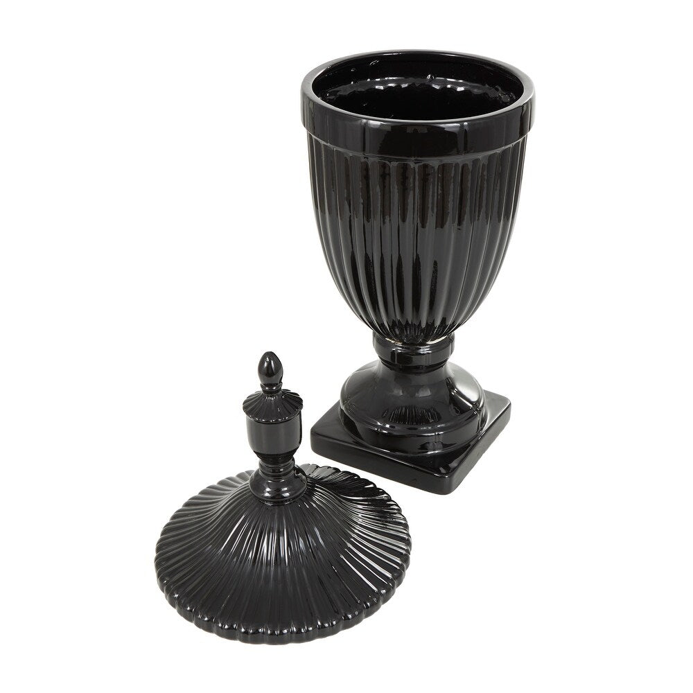 Black Ceramic Decorative Jar