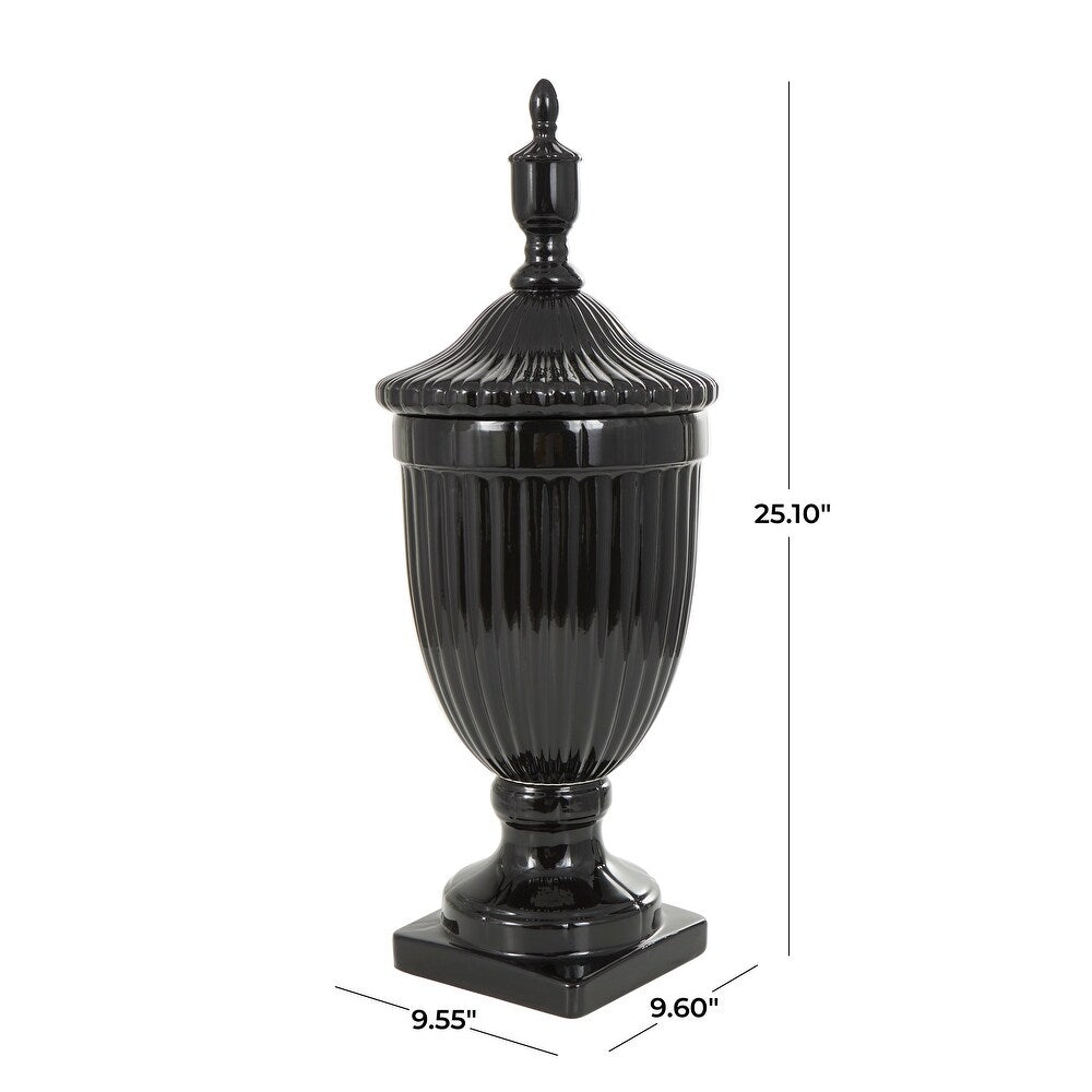 Black Ceramic Decorative Jar