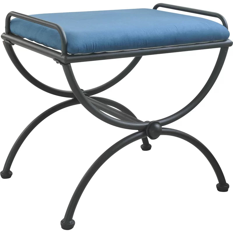 Iron Upholstered Vanity Stool - Blue