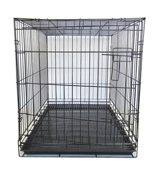 YML 48-Inch Dog Kennel Cage with Wire Bottom Grate and Plastic Tray, Black