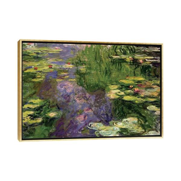 iCanvas "Waterlilies- Green Reflections, 1914-18 " by Claude Monet Framed Canvas Print