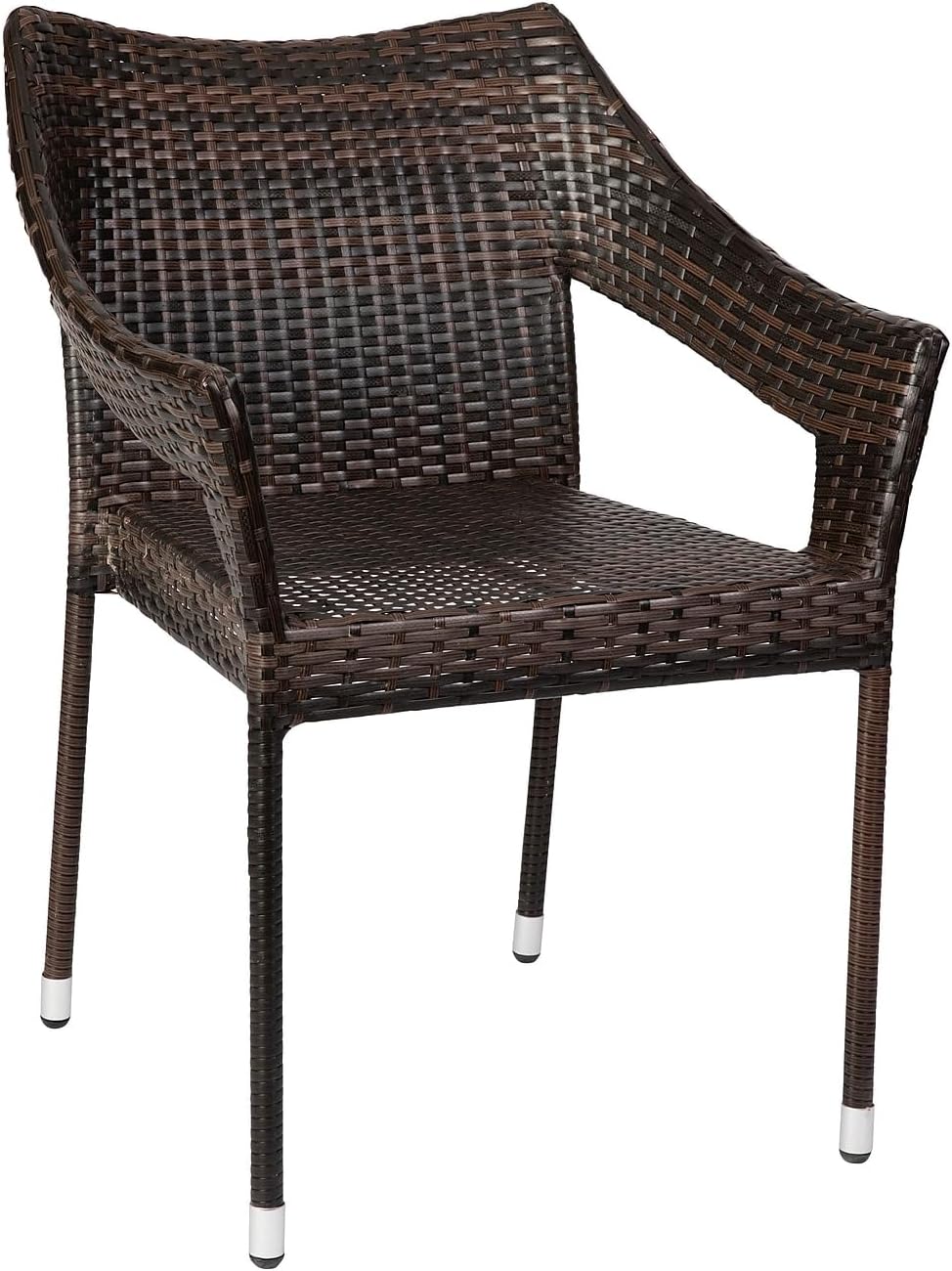 Ethan (Set of 2) Commercial Grade Stacking, Weather PE Rattan Wicker Patio Dining Chairs, Espresso