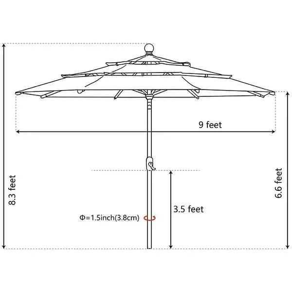 EliteShade Multicolor Sunumbrella 9ft/6ft/10x6.5ft Patio Market Outdoor Table Umbrella-BURGANDY