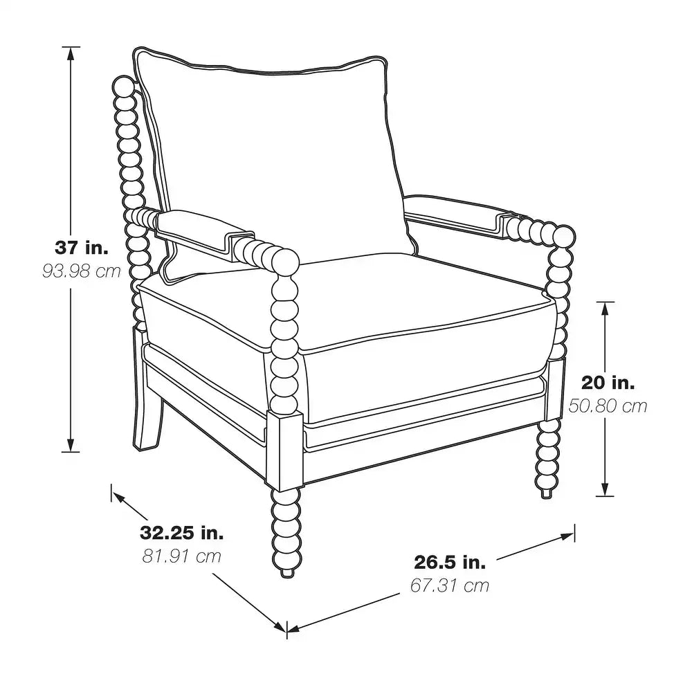 Kaylee Spindle Chair in Fabric with White Frame