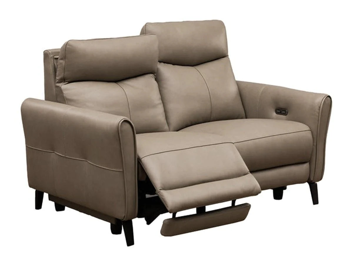 Oswald Leather Power Reclining Loveseat with Power Headrests, Beige