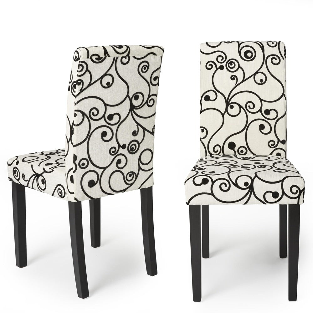 Simple living parson cream and black wood dining chairs (SET OF 2)