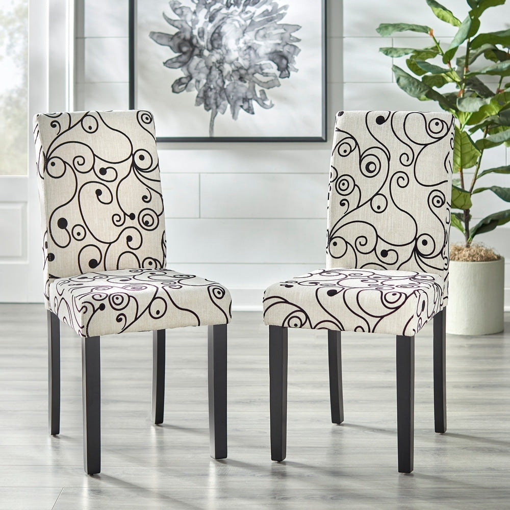 Simple living parson cream and black wood dining chairs (SET OF 2)