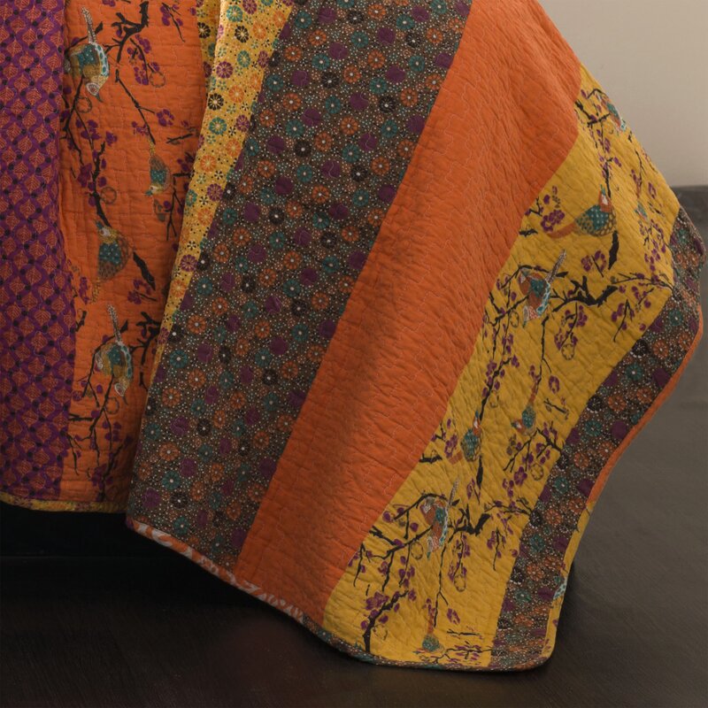 Lush Decor Royal Empire Quilt Striped Pattern Reversible 3 Piece Bedding Set, KING, Tangerine