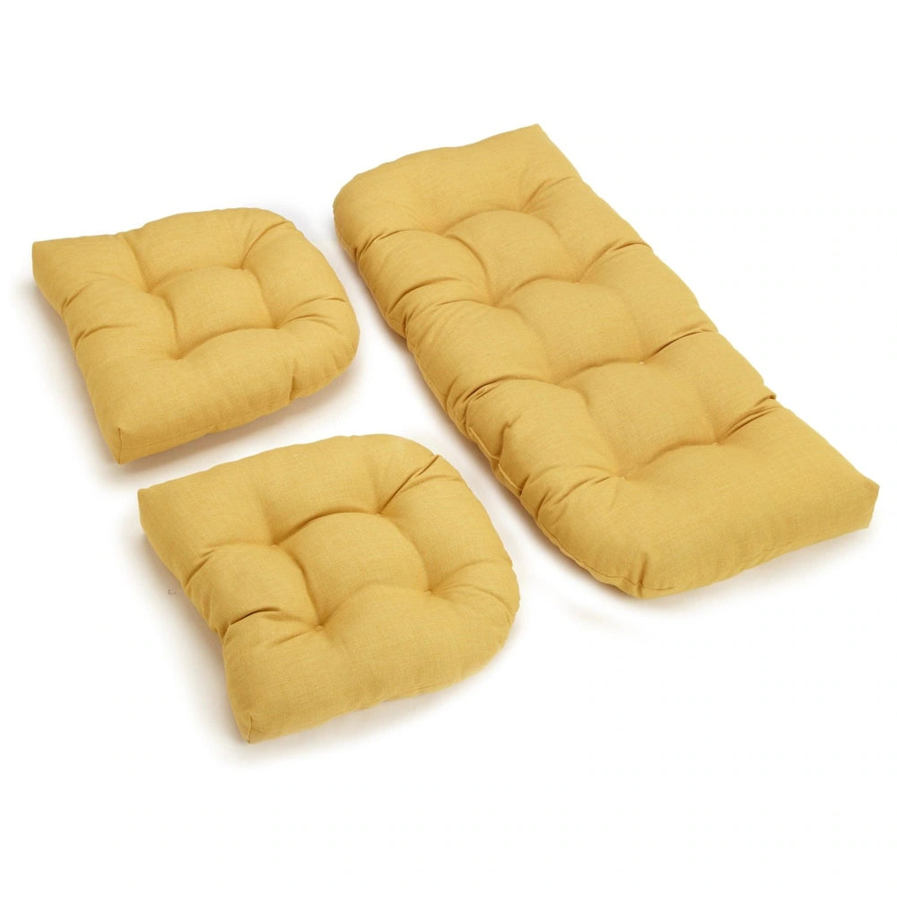 Tufted Outdoor Settee Cushion Set (Set of 3), Lemon