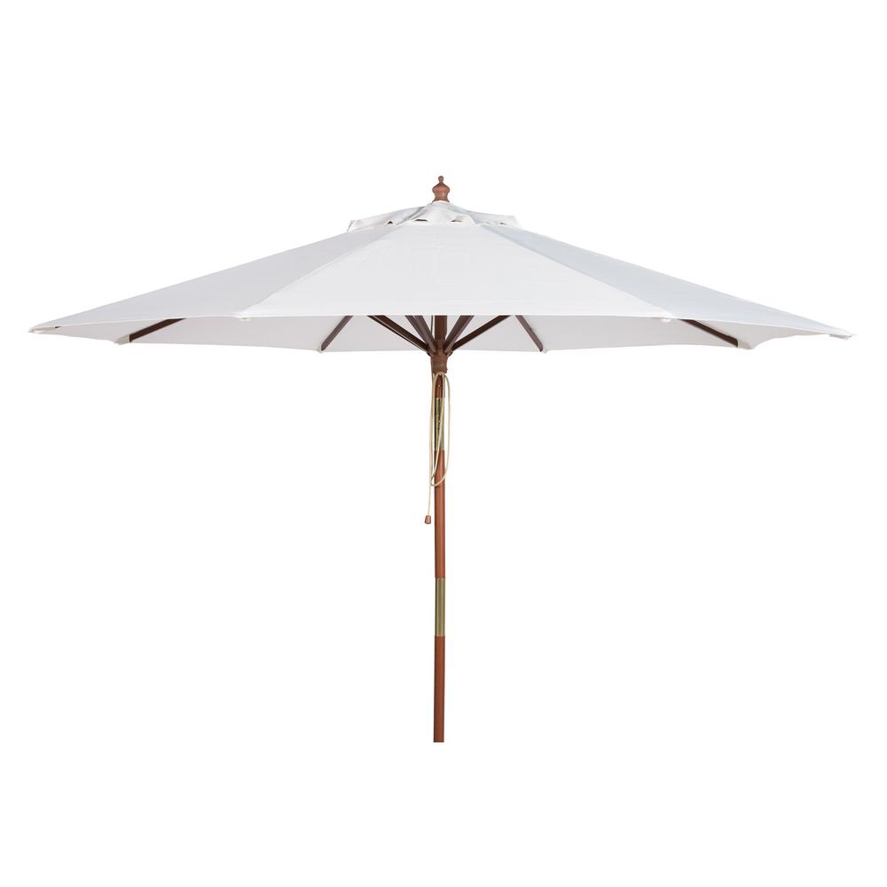 SAFAVIEH PAT8009A Collection Cannes Cream 9Ft Wooden Outdoor Umbrella, 9-Foot
