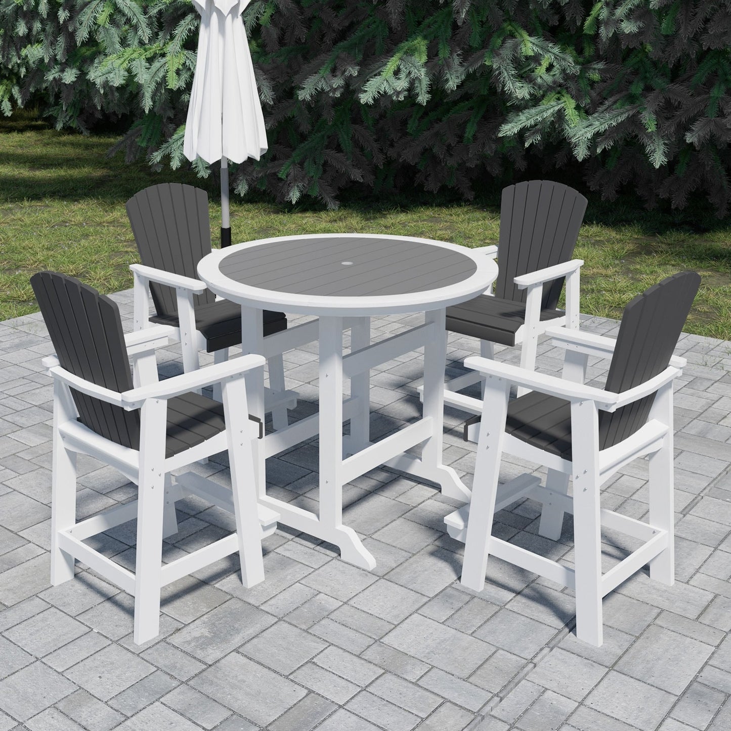Outdoor Patio Recycled Plastic Round Dining Table - Bar Table- CHAIRS NOT INCLUDED