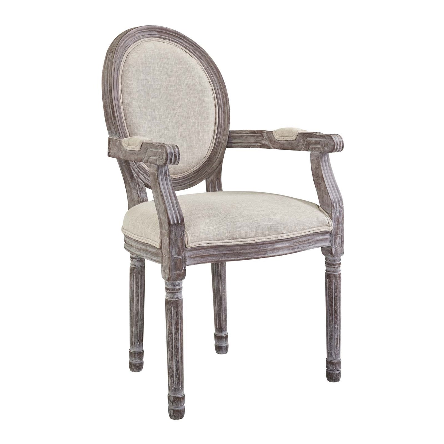 Emanate Vintage French Upholstered Fabric Dining Armchair - (SET OF 2) Beige